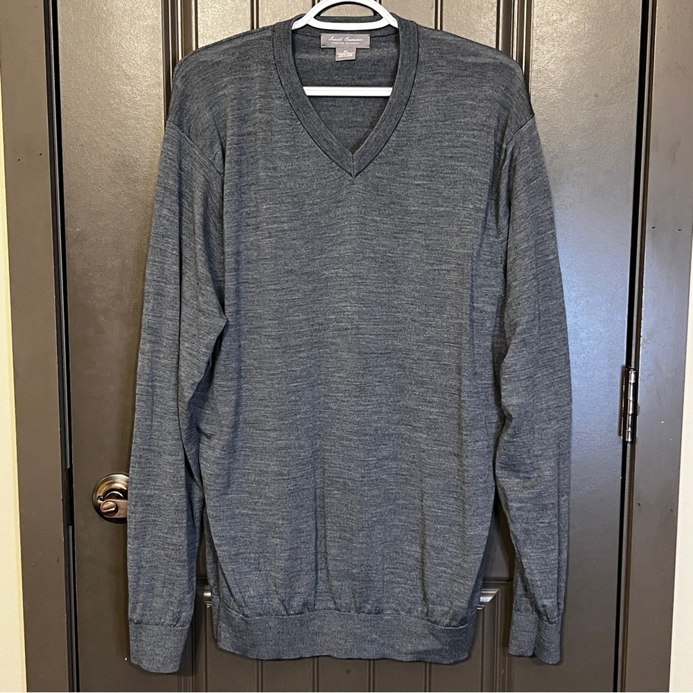Daniel Cremieux Gray Merino Wool V Neck Sweater Extra Large